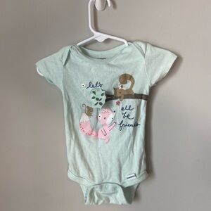 Gerber Light Green Onesie with Cute Animal Design